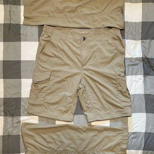 Columbia Men's Omni-Shade Convertible Hiking Pants Shorts Khaki Size 34/32